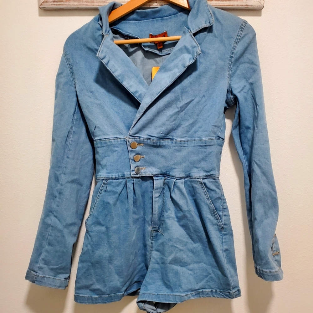 Long Sleeve Jean Jumpsuit/romper